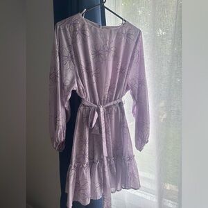 Short Summer Dress - Purple, Long Sleeves